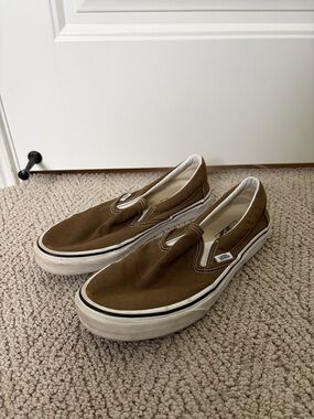 Vans Slip-On Canvas Loafers in Brown